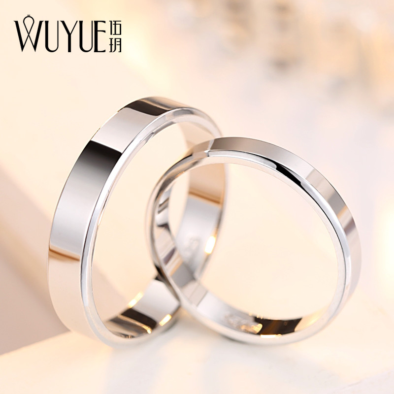 Glossy plain circle couple rings a pair of women's rings sterling silver students platinum-plated white gold men's fashion simple and not fade 21