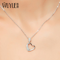 Wu Yue color gold necklace female rose gold choker 925 sterling silver heart neck chain love hollow pendant single drop 284
