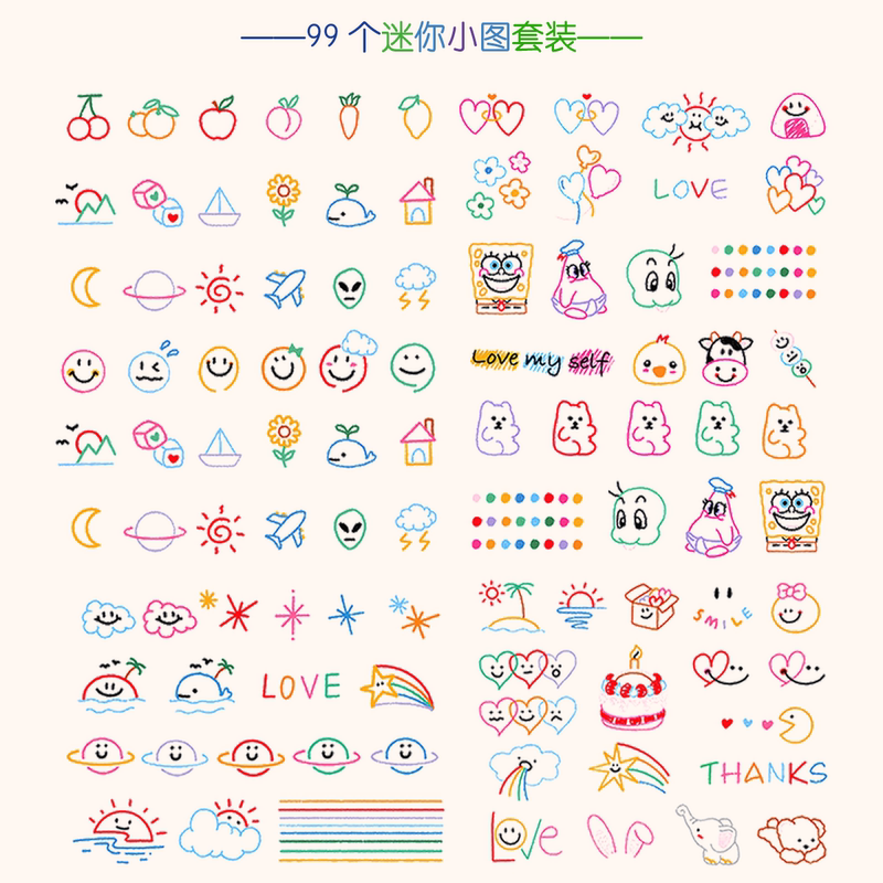 Butoo Tattoo Stickers 99 Small Pictures Finger Tattoo Stickers Waterproof Women Long-Lasting Colorful Finger Tattoo Stickers Small Pictures