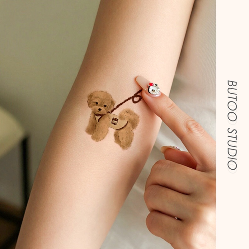Butoo Tattoo Stickers | Martai Puppy Pet Tattoo Stickers Cartoon Waterproof Long-Lasting Colorful Arm Tattoo Stickers