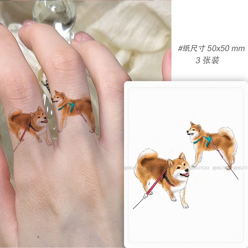 Butoo Tattoo Stickers Shiba Inu Puppy Tattoo Stickers for Women Waterproof Long-Lasting Finger Tattoo Stickers Colorful Tattoo Stickers