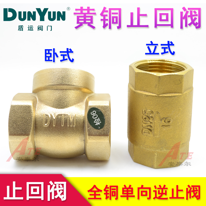 Shield delivery check valve full copper horizontal vertical flat type stop backstop valve water pump valve bottom valve 4 points 6 points 1 inch