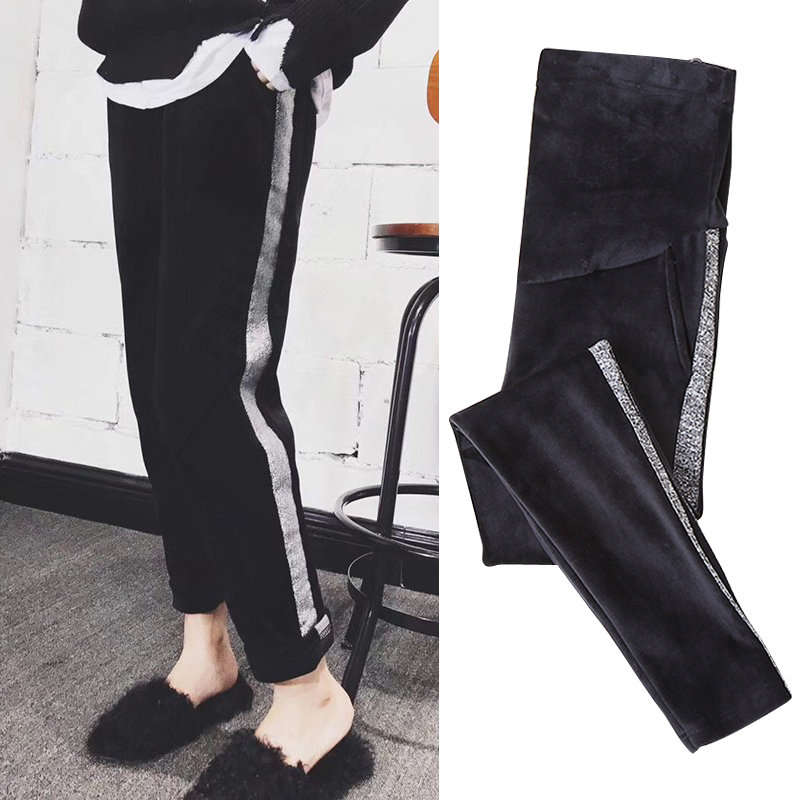 Pregnant Woman Pants Autumn Winter Broadlegged Pants Plus Suede Thickened Hallen Trousers Velvet Outwear Winter Clothing Cotton Pants Casual Sports Pants