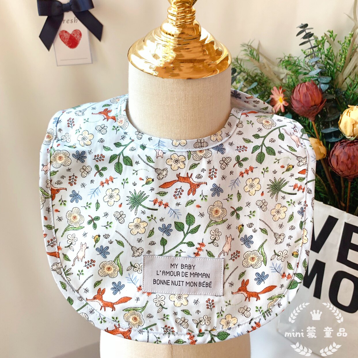 ins Korean version of spring and summer baby bib Pure cotton floral baby saliva towel spit-proof milk Cute bib wild waterproof