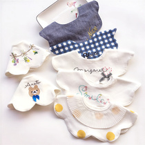 360 degree rotatable baby big bib Japanese cotton bib baby saliva towel food bag decorative collar