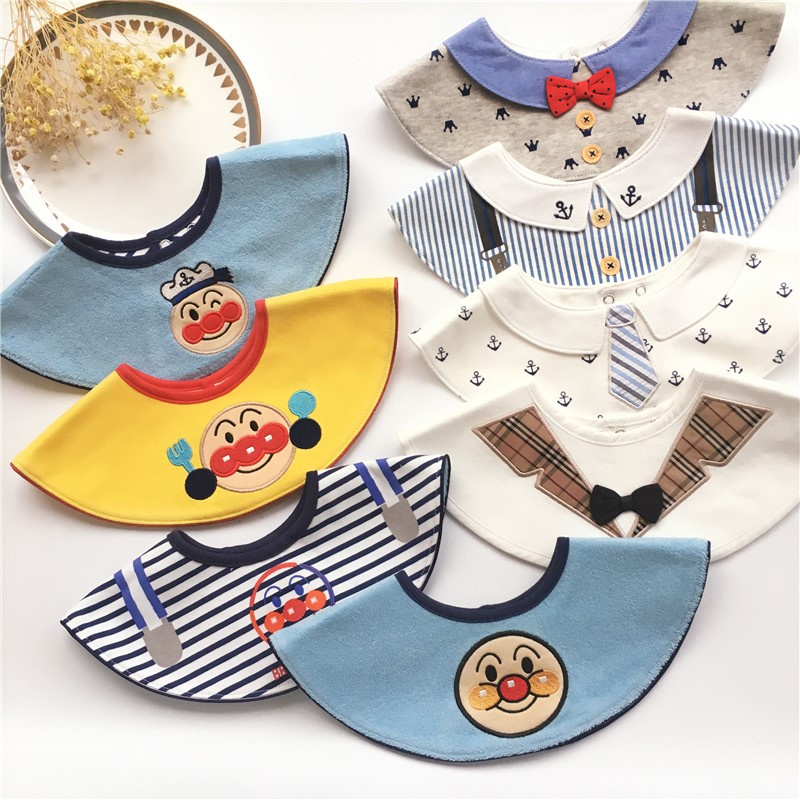Baby 360 degree rotating waterproof bib Baby cotton saliva towel Cartoon shape bib Children's eating pocket