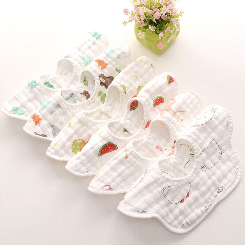 8 layers of cotton gauze bib 360 degree rotating petals seersucker baby bib pocket infant cotton saliva towel