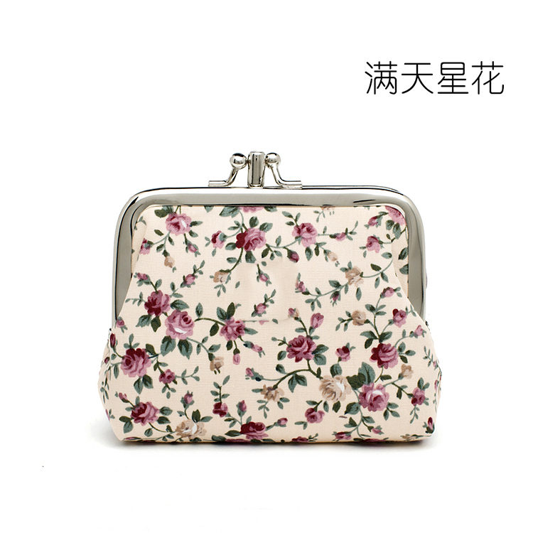 [Mua hai tặng một] ví nhỏ nữ vải nghệ thuật thẻ retro túi vàng khóa túi in hình đồng xu mỏng - Ví tiền ví đựng tiền