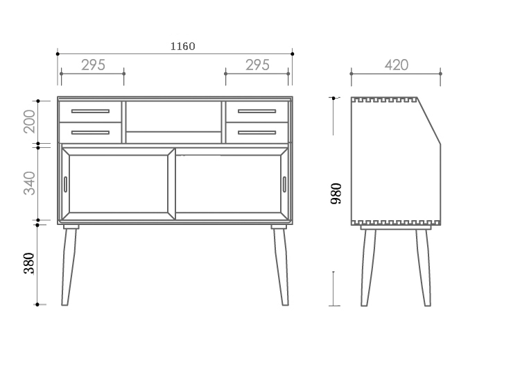 Bắc Âu cổ điển rắn gỗ tủ đơn giản hiện đại căn hộ nhỏ phòng khách sofa bên tủ bếp trà tủ kính - Buồng