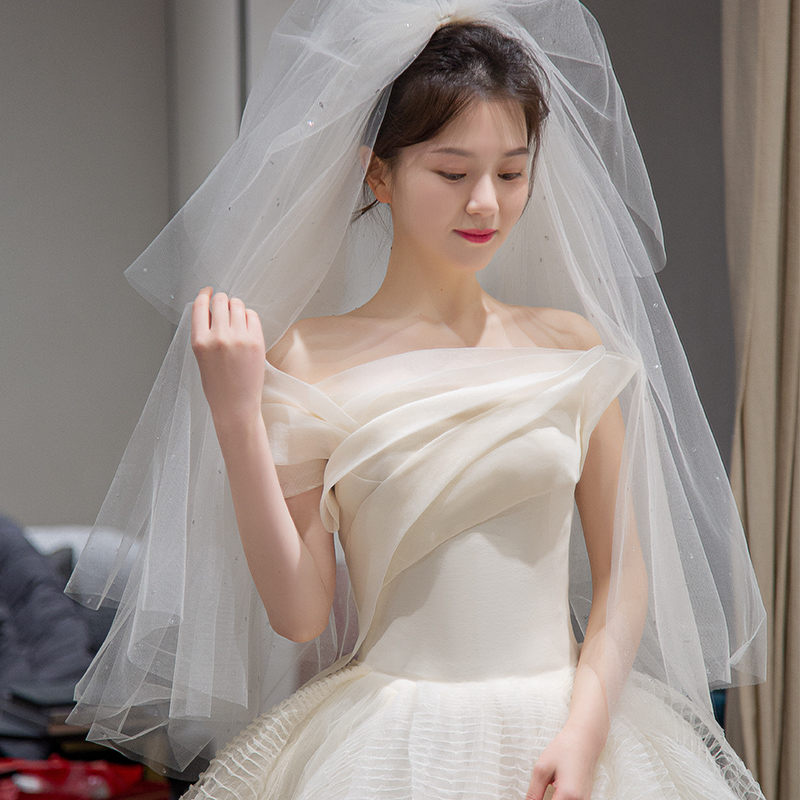 Lined Shoulders Satin Light Wedding Dresses 2024 New Brides Summer Main Yarn Advanced Texture Zigey Style Dresses Slim