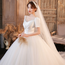 High-end French satin light wedding dress 2021 New tailing bride main yarn high texture temperament simple super fairy