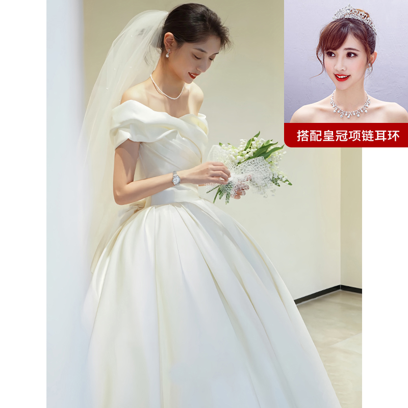  L+Ivory white (Qiti model)+headdress three -piece set   + $12.57 