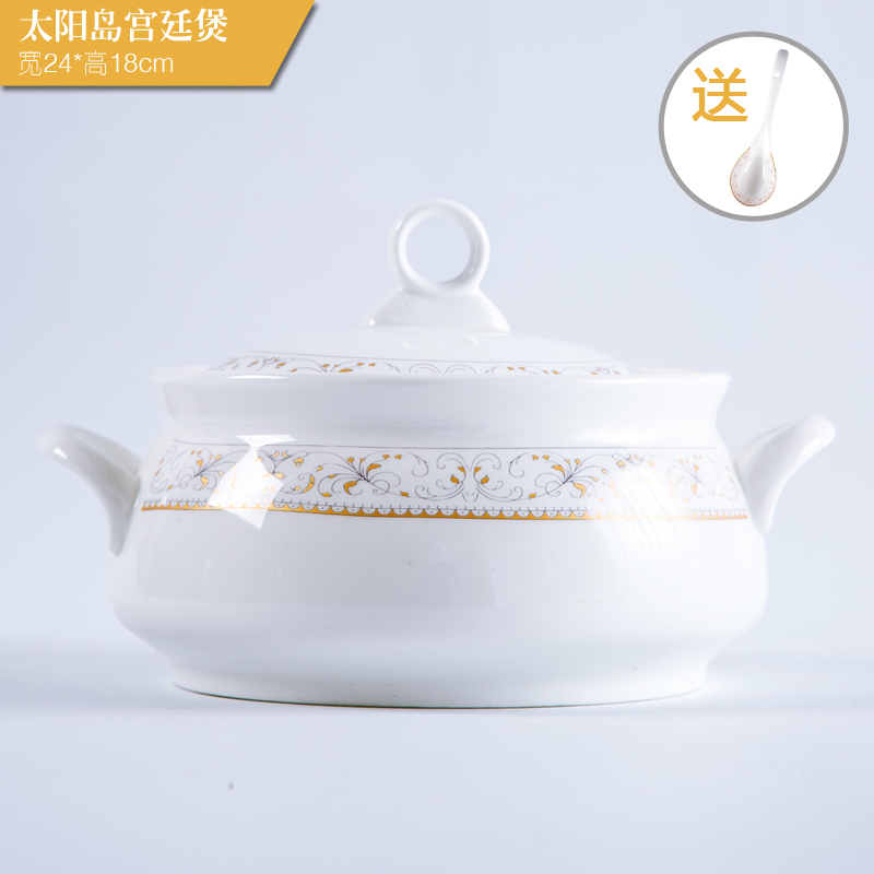 Jingdezhen with cover round ceramic basin palace in clay pot soup dishes suit creative large - sized domestic large bowl of soup bowl