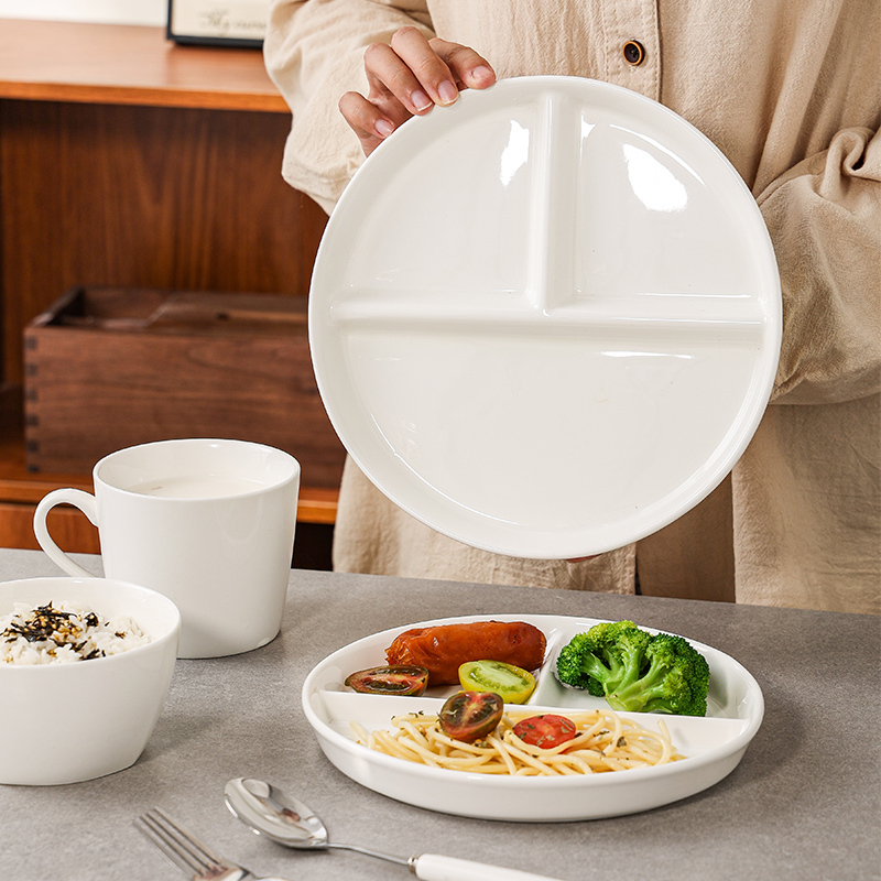 Divided Ceramic Plate 211, Divided Plate for Adults and Children, Special for Weight Loss, for Girls and Babies, High-End, Fat-Reducing, for Home Use