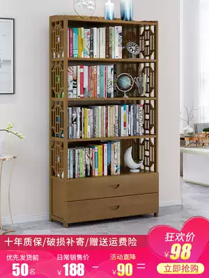 Nanzhu bookshelf bookcase Simple modern bookshelf Floor-to-ceiling simple bookshelf Living room solid wood shelf locker