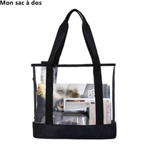 Transparent jelly bag portable makeup PVC vacation travel Beach large capacity European and American college students hand shoulder bag