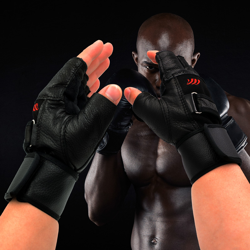 Bull Leather Gloves Men's Half Finger Instruments Exercise Fitness Sports Wrist Guard Equipment Protection Gloves Dumbbells Gloves