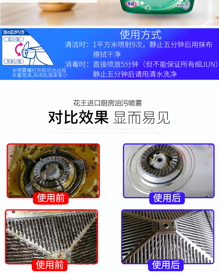 nước tẩy rửa dầu mỡ nhà bếp Nhật Bản nhập khẩu Kao vào bếp dầu mui bếp - Trang chủ tẩy rửa nhà vệ sinh