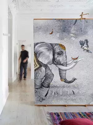 Elephant animal mosaic background wall tile wall sticker glass cut painting zebra tiger lion theme feature customization