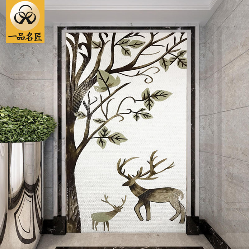 A famous craftsman deer background wall mosaic decorative painting porch aisle parquet clip art puzzle wall stickers glass self-adhesive