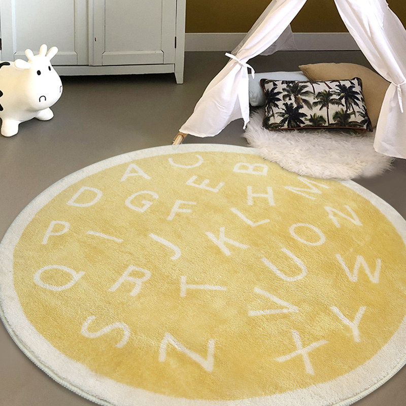 Nordic children's round cartoon carpet bedroom bedroom cute in style letters minimalist household pad