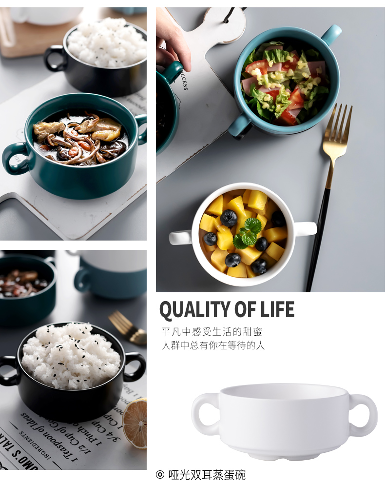 Ceramic ears baby bowl home see small bowl with children tableware double CPU for small bowl milkshake bowls of stew