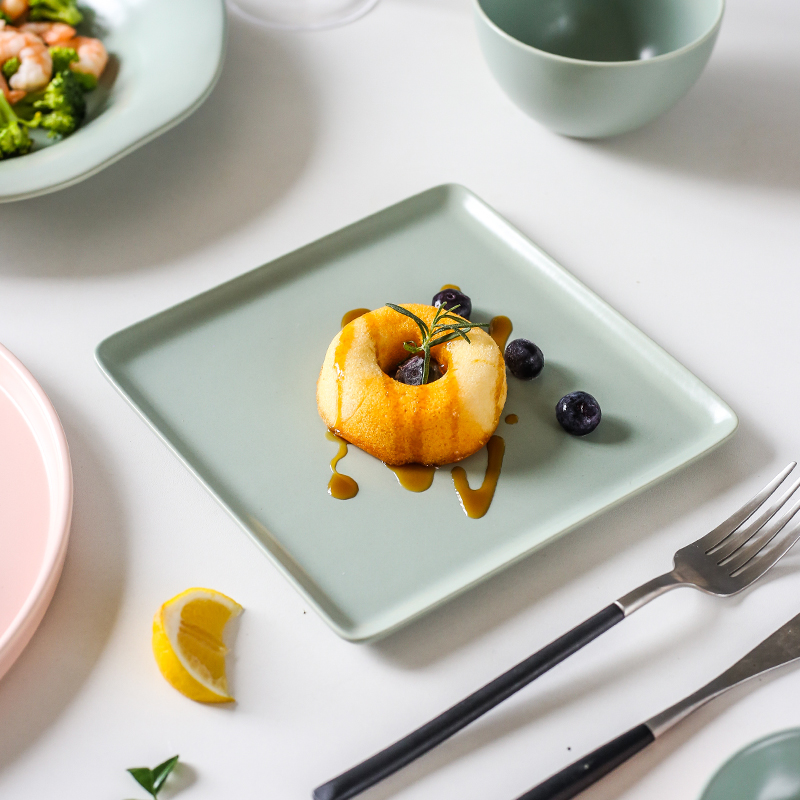 Circular plate dishes creative household FanPan move matte enrolled Nordic tableware of pottery and porcelain dish soup plate matte enrolled square plate