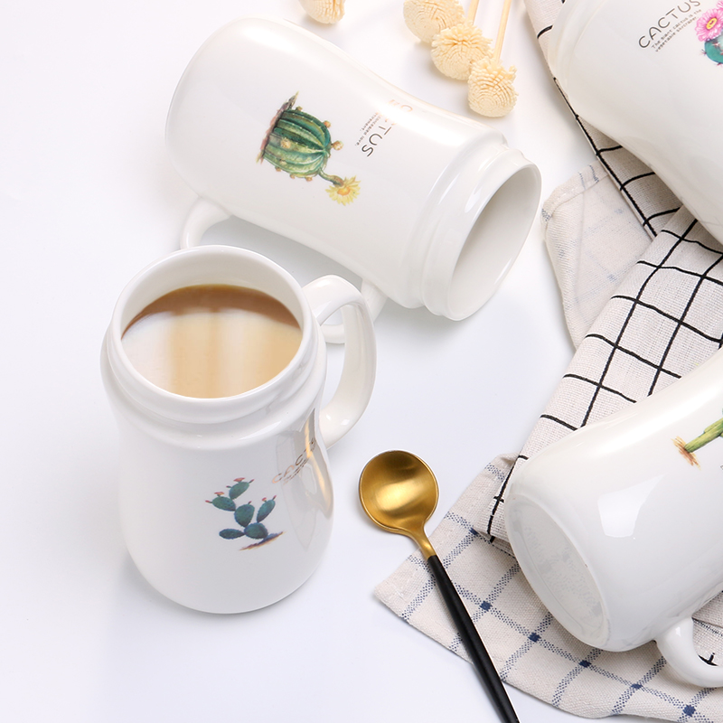 Ceramic cup with cover under the glaze color notice large capacity water cup home office creative teacups