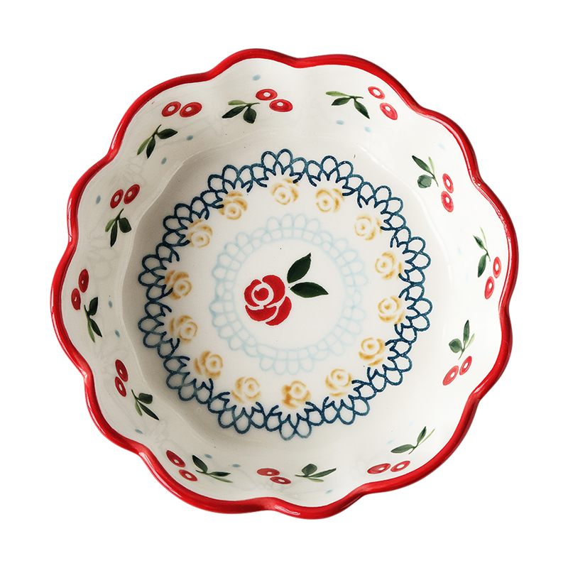Ceramic salad bowl individual creative dessert bowl Nordic ins web celebrity tableware portfolio always move household cherry to use