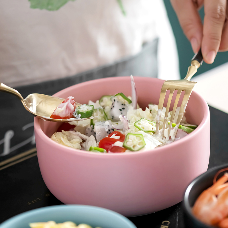Nordic tableware dumb light rainbow such use creative ceramic bowl of rice bowls move small salad bowl of soup bowl of household to eat bread and butter