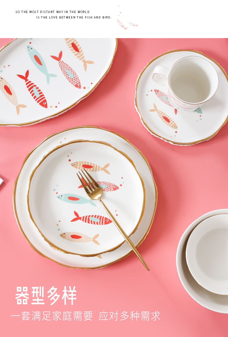 Dishes suit household ceramic bowl, lovely combination of creative jobs to use of cartoon small bowl of fresh ins plate