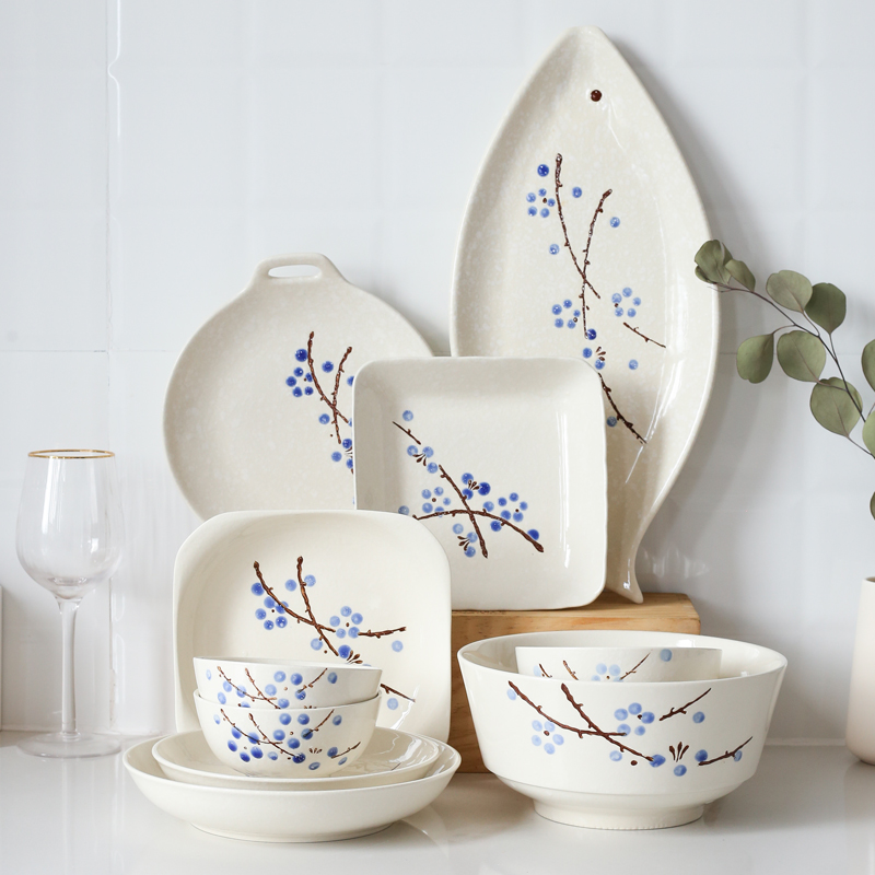 Japanese tableware dinner dishes household jobs composite ceramic bowl chopsticks plate one simple dishes suit