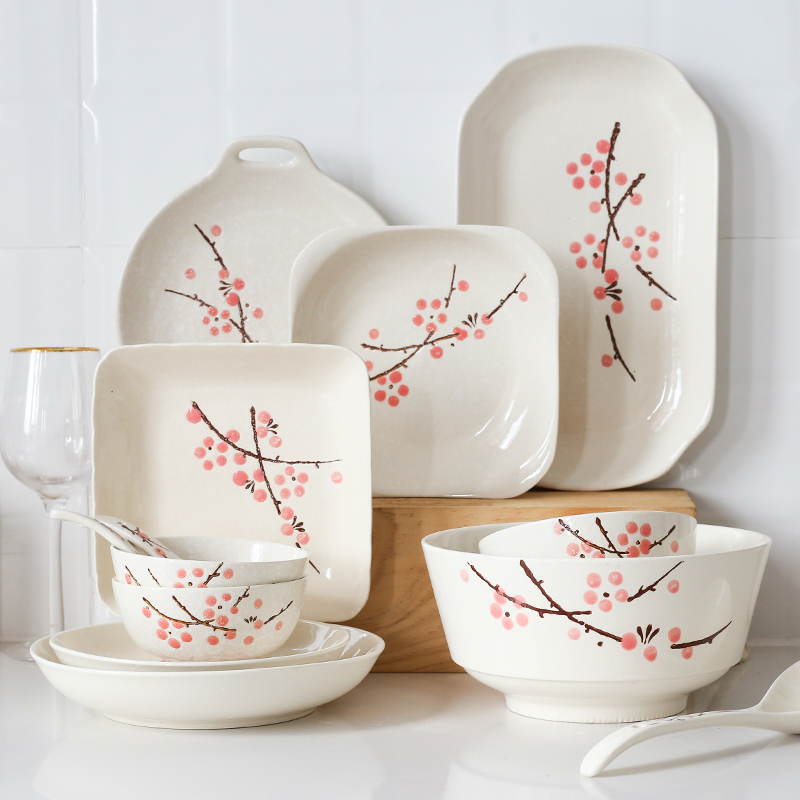 Japanese household creative dishes circular plate plate plate ceramic fish dish dumpling dish pan under the glaze color of tableware