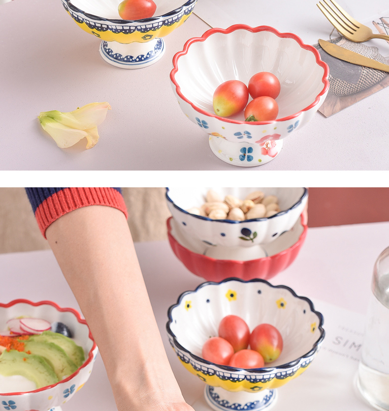 Ceramic tableware creative high ice cream cup ice cream dessert bowl of fruit salad bowls Nordic hand - made small bowl