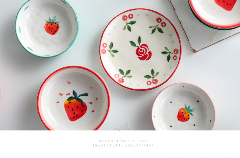 Soy sauce butterflies taste disc ceramic household Nordic individuality creative strawberry dipping sauce dish dish of circular delicate small dishes