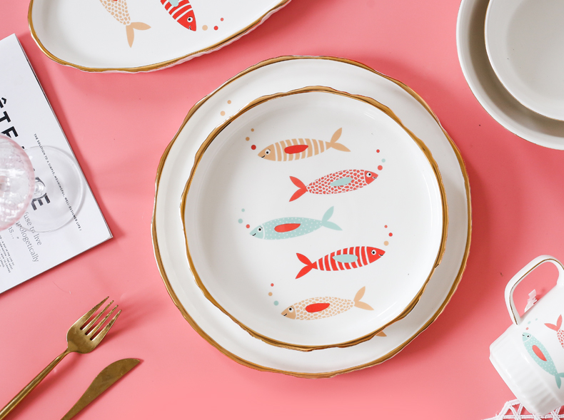 Dishes suit household ceramic bowl, lovely combination of creative jobs to use of cartoon small bowl of fresh ins plate