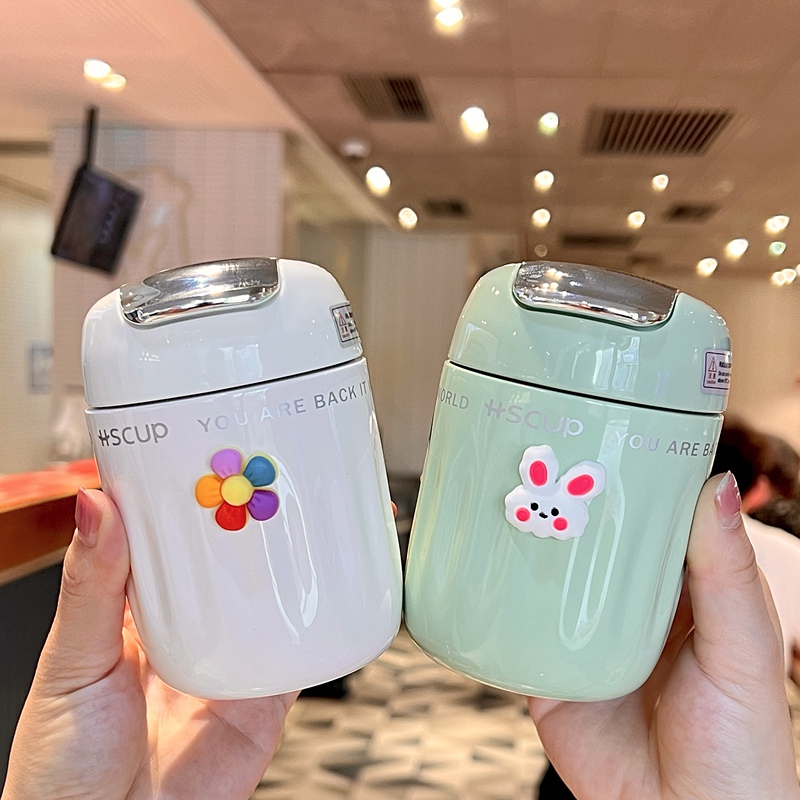 Simple Mini Thermos Cup for Women, Coffee Cup with High Aesthetic Appeal, Compact Direct Drinking Cup, Tea and Water Separation, Portable Tea Brewing Cup