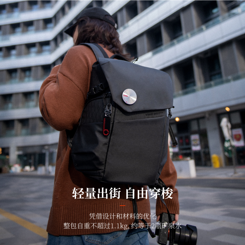 VSGO photographic bag double shoulder bag black harrier micro single counter camera bag lens drone notebook computer containing bag multifunction micro-high city commuter burglar-proof double shoulder backpack-Taobao