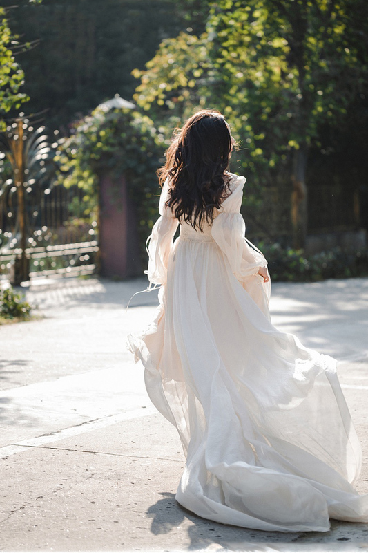 Roman Holiday Dressing Gown Bride Women's Wedding Summer High-End Long French Lace Nightgown Dreamy Sleeping Beauty Fairy
