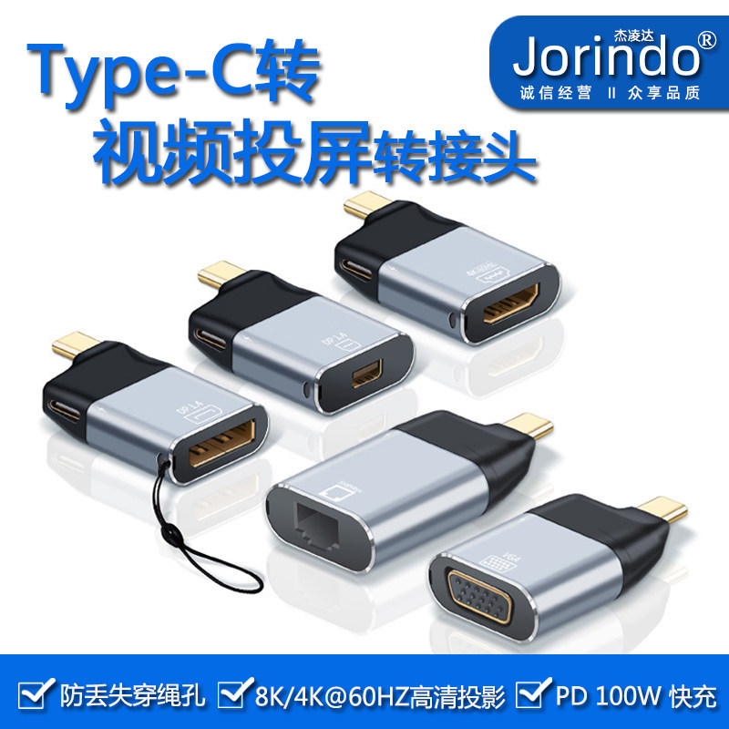 The second generation typec to video adapter HDMI MDP RJ45 VGA large DP 100W fast charge Gigabit network port