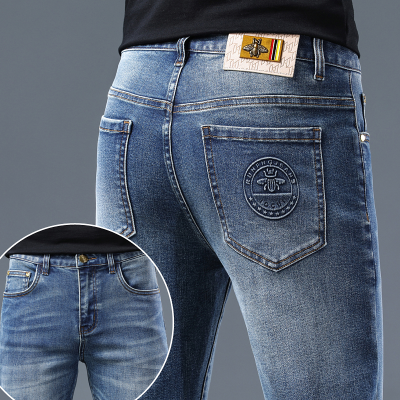 Foreign Trade Export Last Order Big Brand Cut Label Men's Jeans Imported from Italy Clearance Disassembly Brand Removed from the Cabinet and Leakage