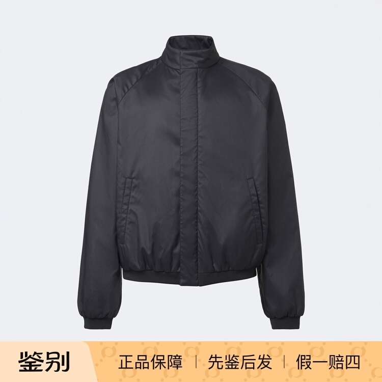 Gucci Men's Stand-Collar Lightweight Padded Jacket with Nylon Technical Fabric Lining and Red and Green Webbing Casual Jacket Gucci Men's Stand-Collar Lightweight Padded Jacket with Nylon Technical Fabric Lining and Red and Green Webbing Casual Jacket
