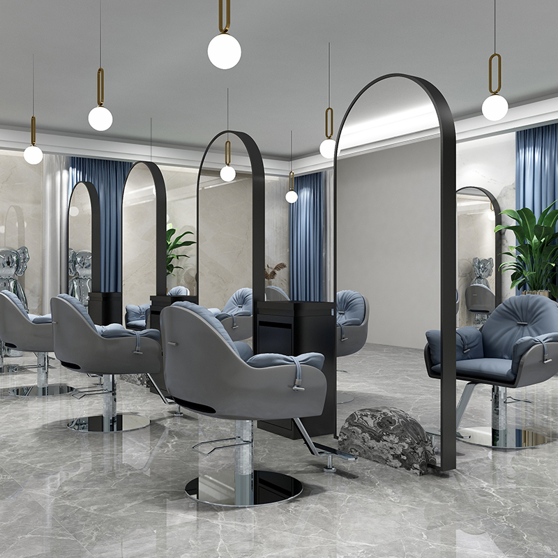 Net Red Hairdressshop Mirror Table Beauty Hair Shop Mirror Hair Salon Special Led with lamp floor double sided haircut mirror hanging wall