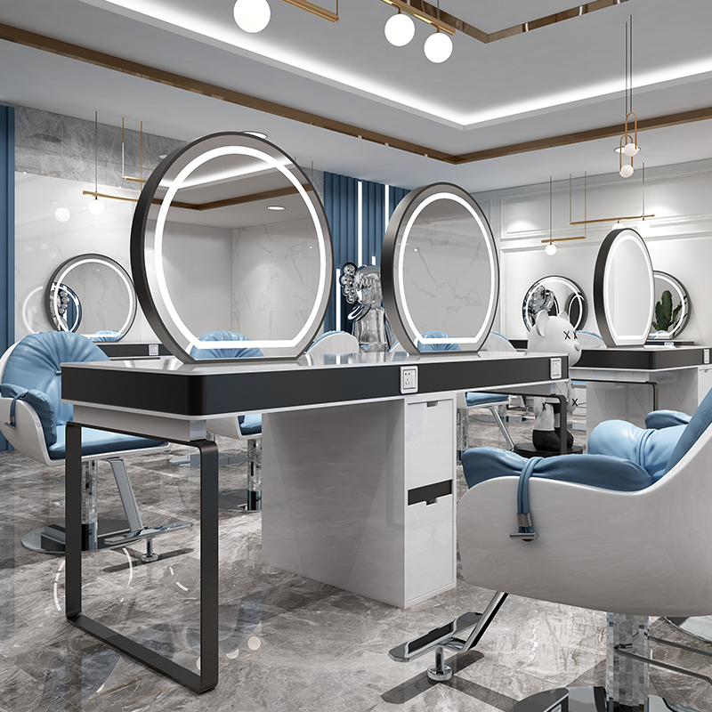 Barber shop mirror desk net red integrated simple double-sided hair salon dedicated floor-to-ceiling marble single-sided mirror hair mirror mirror table