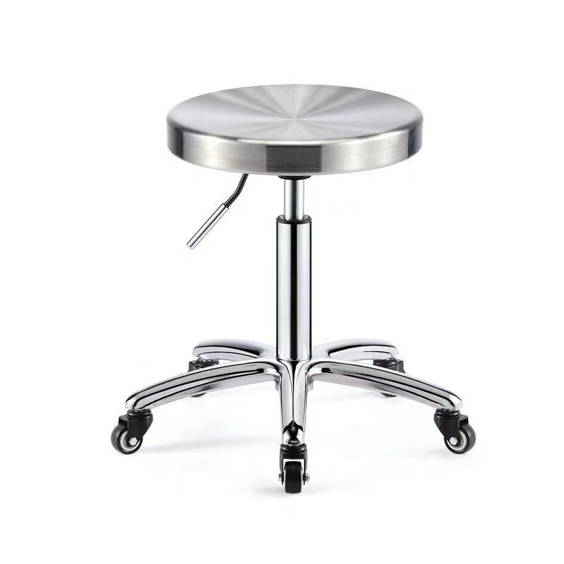 The new explosion-proof version of the iron wheel lift beauty chair hairdressing stool hair salon large work stool hairdressing stool stainless steel