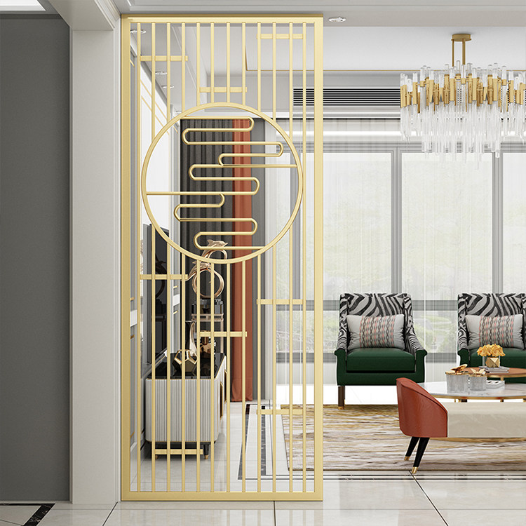 Stainless Steel Titanium Metal Screen Iron Art Partition Xuanguan Floral Light Extravagant Modern Wash Terrace New Chinese Entrance Living Room