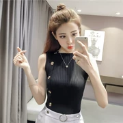 2018 áo vest nữ nhỏ đan bên trong không tay một nửa cổ cao cơ sở mới mùa xuân và mùa hè sling