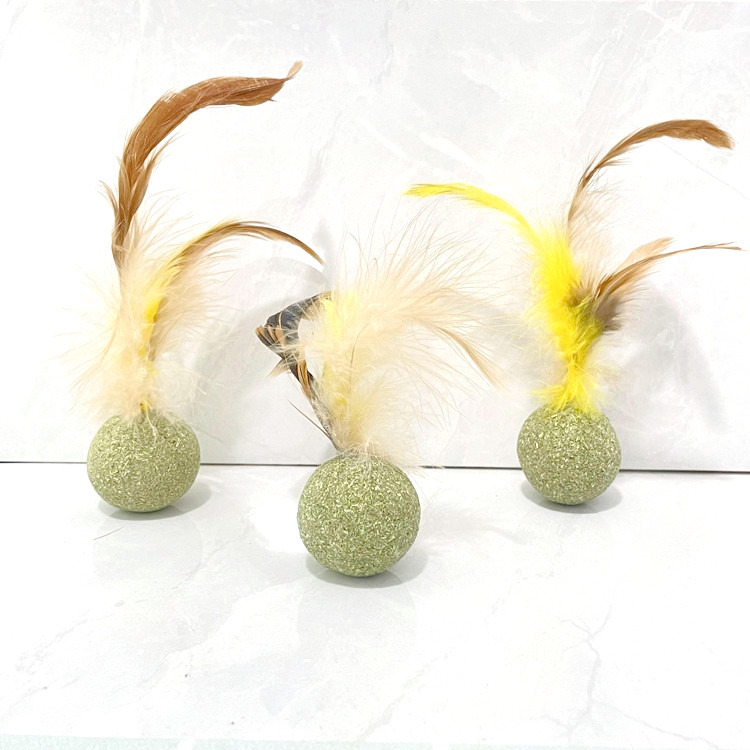 Pet supplies cat toy catnip ball kitten funny cat stick cleaning teeth molar with feather mint ball 1