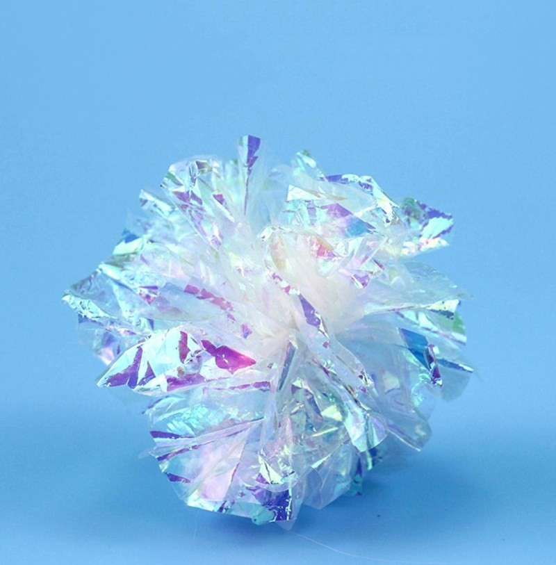 Pet supplies cat toy teasing cat ball tin paper ball crystal paper flower ball kitten playing handmade colored paper ball