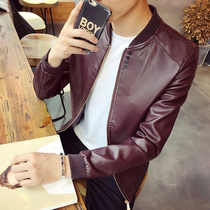 Autumn and winter mens leather clothes Korean slim-fit leather jacket handsome motorcycle student plus velvet jacket trend baseball suit